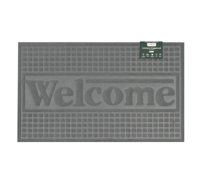Килимок придверний Eco Fabric 45*75 см WELCOME без кромки, сірий (4575-011) - фото № 2