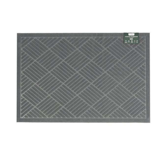 Килимок придверний Eco Fabric 60*90 см СМУЖКИ без кромки, сірий (6090-008) - фото № 2