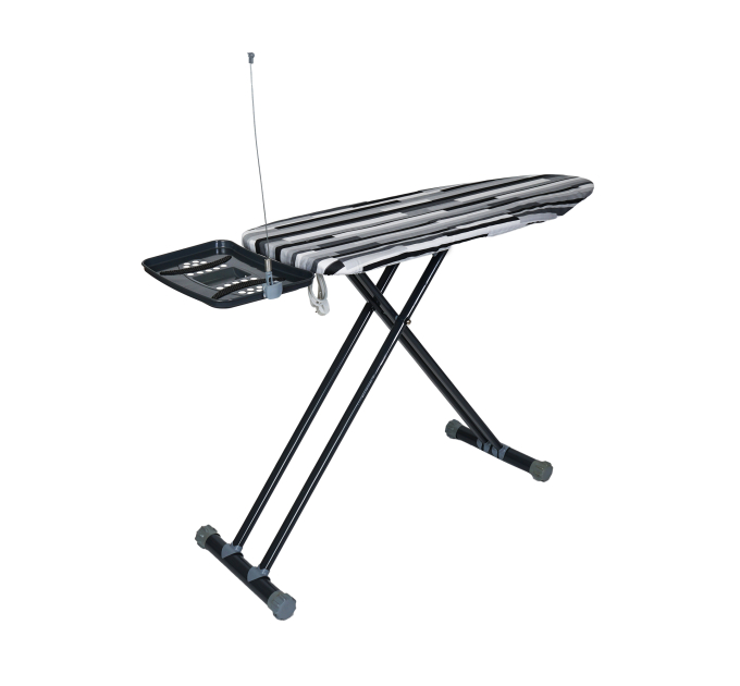 Гладильная доска 43*125 см Eurohome GLIDE-X моноблок с розеткой и держателем проволоки утюга, полосы черно-серые (EH12543MPLA) - фото № 1