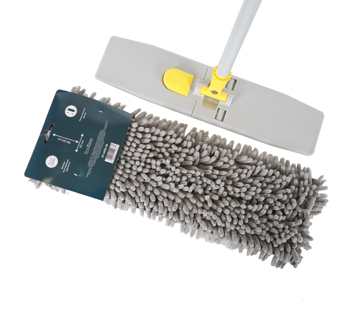 Швабра Eco Fabric из микрофибры 43см, ручка телескоп. 78-122см, серый (EF-4026-SR) - фото № 5
