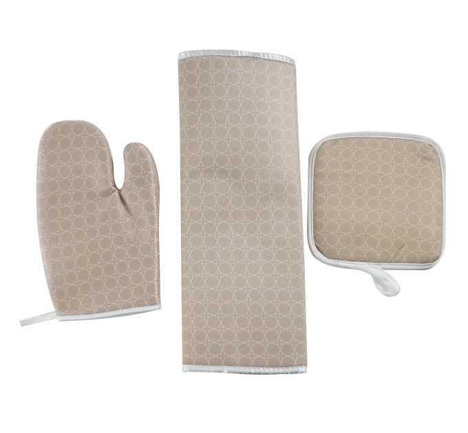 Набор для кухни Eco Fabric (коврик для посуды 44*40 см, прихватка, перчатка), бежевый (EF-4340-BG) - фото № 2