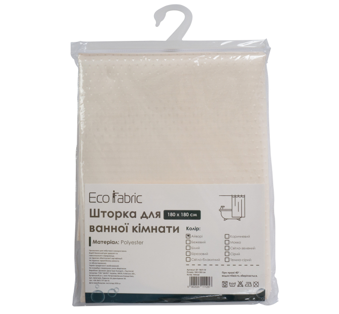 Шторка для ванної кімнати Eco Fabric ПІКА 180*180 см, айворі (EF-1801-IV) - фото № 4