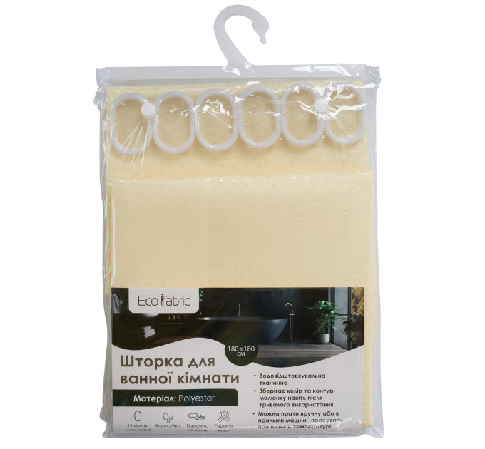 Шторка для ванної кімнати Eco Fabric ПІКА 180*180 см, бежевий (EF-1801-BG) - фото № 3