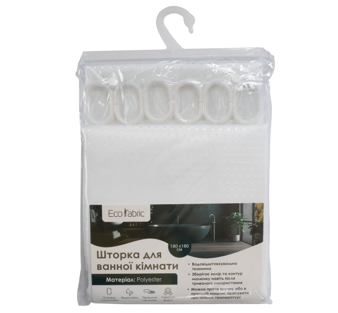 Шторка для ванної кімнати Eco Fabric ПІКА 180*180 см, білий (EF-1801-WH) - фото № 3