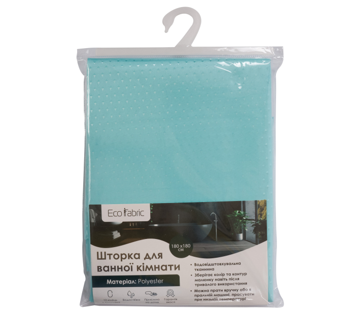 Шторка для ванної кімнати Eco Fabric ПІКА 180*180 см, бірюзовий (EF-1801-TU) - фото № 2