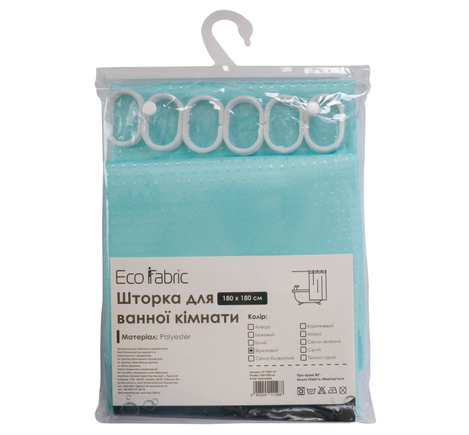 Шторка для ванної кімнати Eco Fabric ПІКА 180*180 см, бірюзовий (EF-1801-TU) - фото № 3