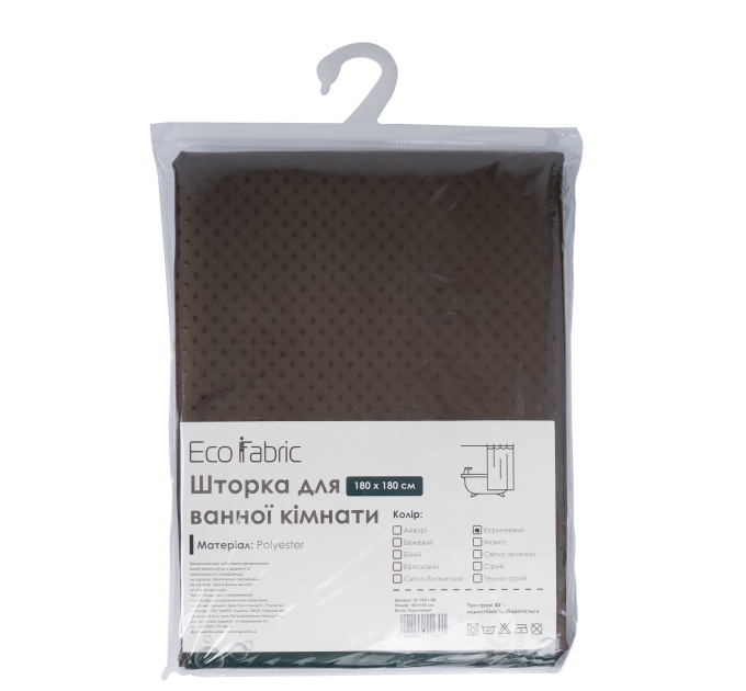 Шторка для ванної кімнати Eco Fabric ПІКА 180*180 см, коричневий (EF-1801-BR) - фото № 4