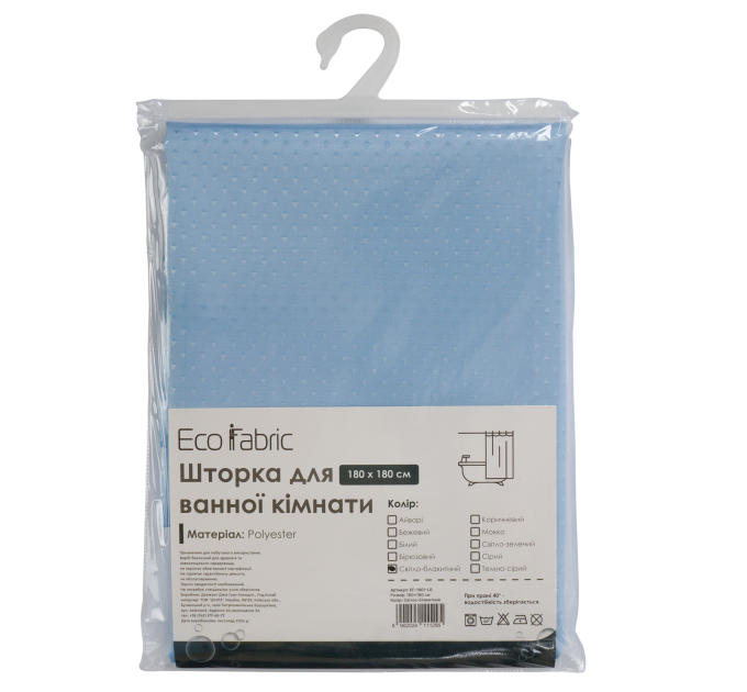 Шторка для ванної кімнати Eco Fabric ПІКА 180*180 см, світло-блакитний (EF-1801-LB) - фото № 4