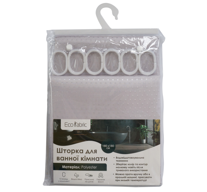 Шторка для ванної кімнати Eco Fabric ПІКА 180*180 см, сірий (EF-1801-GR) - фото № 4