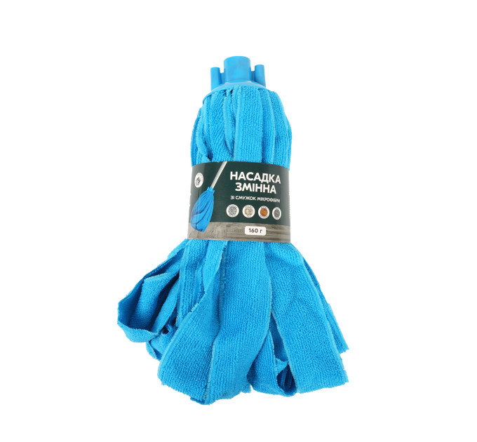Насадка для швабри Eco Fabric МОП СПІДНИЧКА зі смужок мікрофібри 160г, синя (EF-0160-MB) - фото № 2