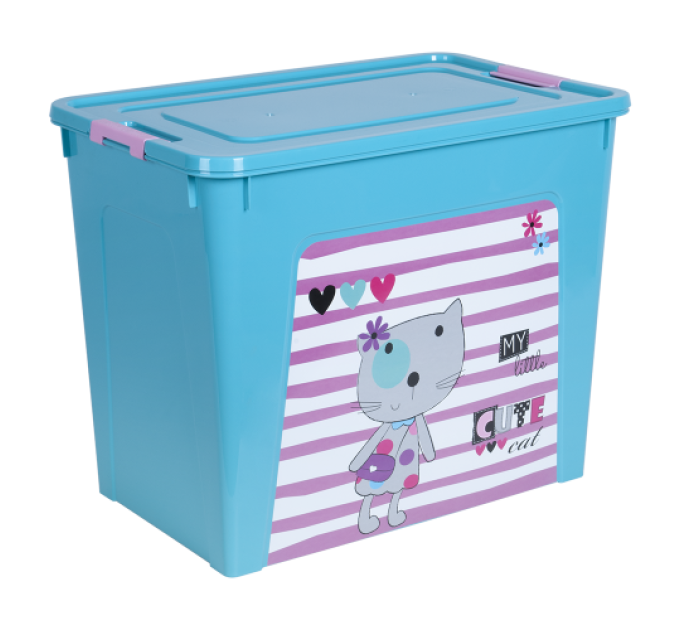 Контейнер Алеана Smart Box 40л з декором Pet Shop, бірюзовий/рожевий(124049) - фото № 1