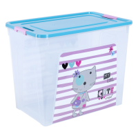 Контейнер Алеана Smart Box 40л з декором Pet Shop, прозорий/бірюзовий/рожевий(124049)