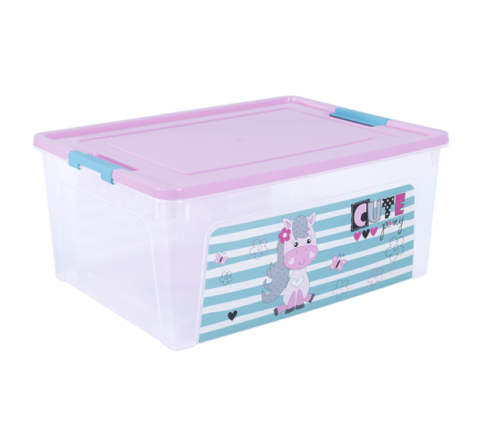 Контейнер Алеана Smart Box 7.9л з декором Pet Shop, прозорий/рожевий/бірюзовий (124046) - фото № 1