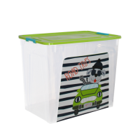 Контейнер Алеана Smart Box 40л з декором My Car, прозорий/оливковий/бірюзовий (123099)