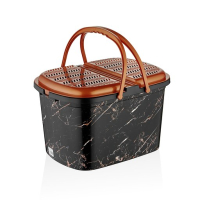 Корзина для пикника OZ-ER Plastik GO GO 24.5 л, чорний мармур (D032-X129)