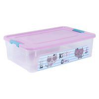 Контейнер Алеана Smart Box 14л з декором Pet Shop, прозорий/рожевий/бірюзовий (124047)