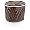 Корзина для білизни кругла з кришкою OZ-ER Plastik РОТАНГ 17л, коричневий (S027-X23)