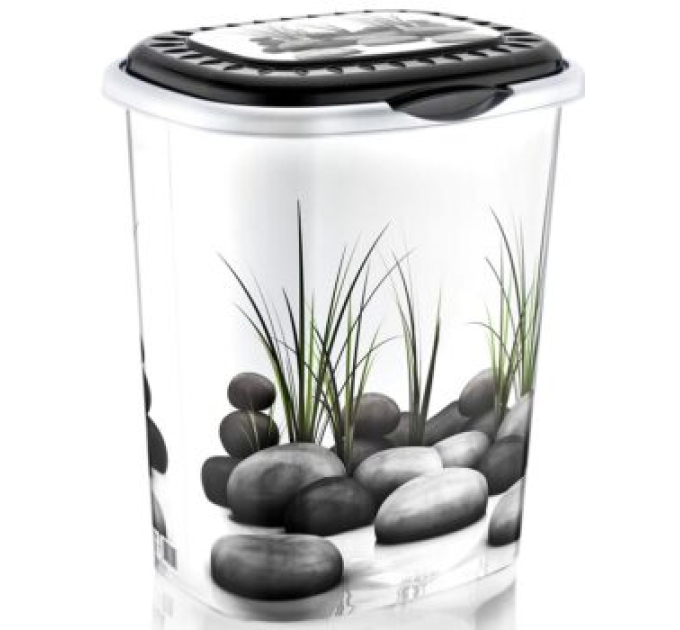 Корзина для білизни овальна з кришкою OZ-ER Plastik GO GO 41л, камни (D0012-X04) - фото № 1