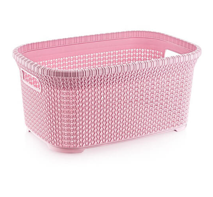 Корзина для білизни без кришки OZ-ER Plastik KNIT 25л, рожевий(O003-X65) - фото № 1