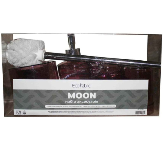 Набір аксесуарів у ванну кімнату Eco Fabric MOON (5 предметів), прозоро-бордовий (TRL-1252-TM) - фото № 2